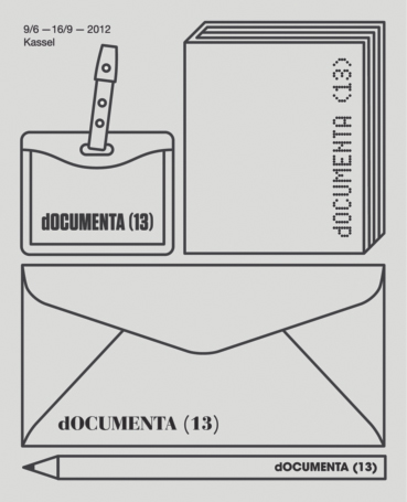 Ein Beispiel, wie sich die dOCUMENTA (13) Schriftart von einem Objekt-Typ zum anderen ver�ndern kann, entworfen von Leftloft. 